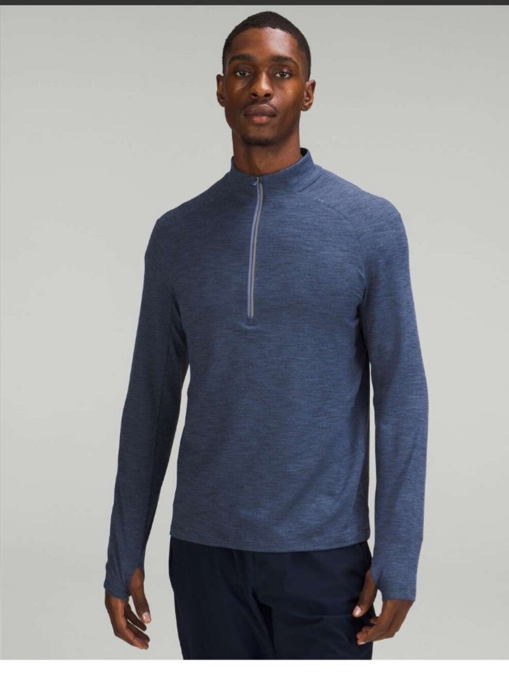 Lululemon mens surge warm half zip blue long sleeve medium